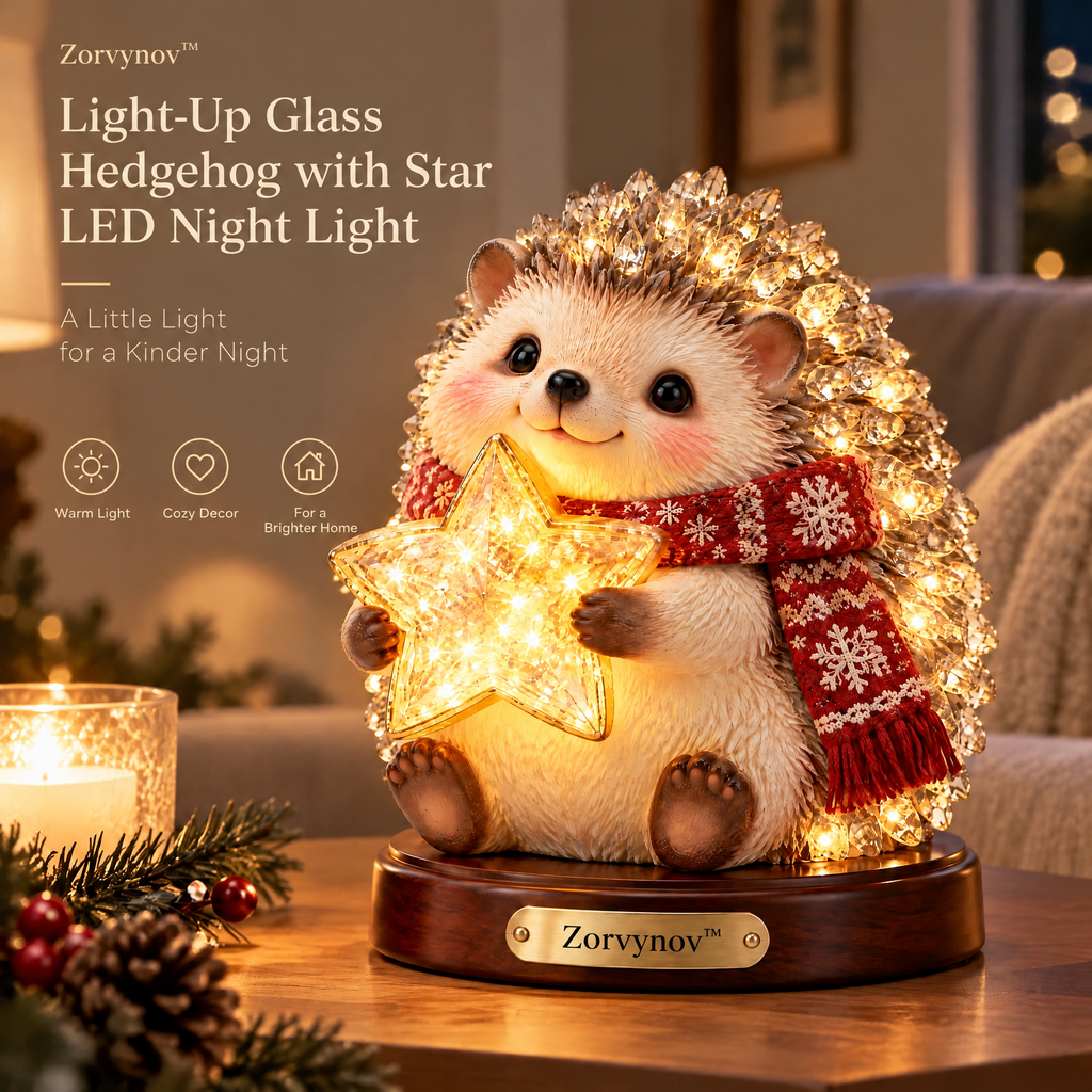 Zorvynov™ Light-Up Glass Hedgehog with Star LED Night Light