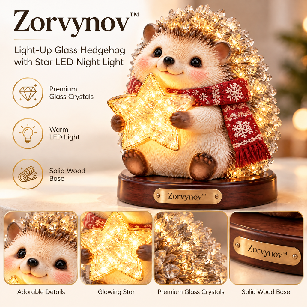 Zorvynov™ Light-Up Glass Hedgehog with Star LED Night Light