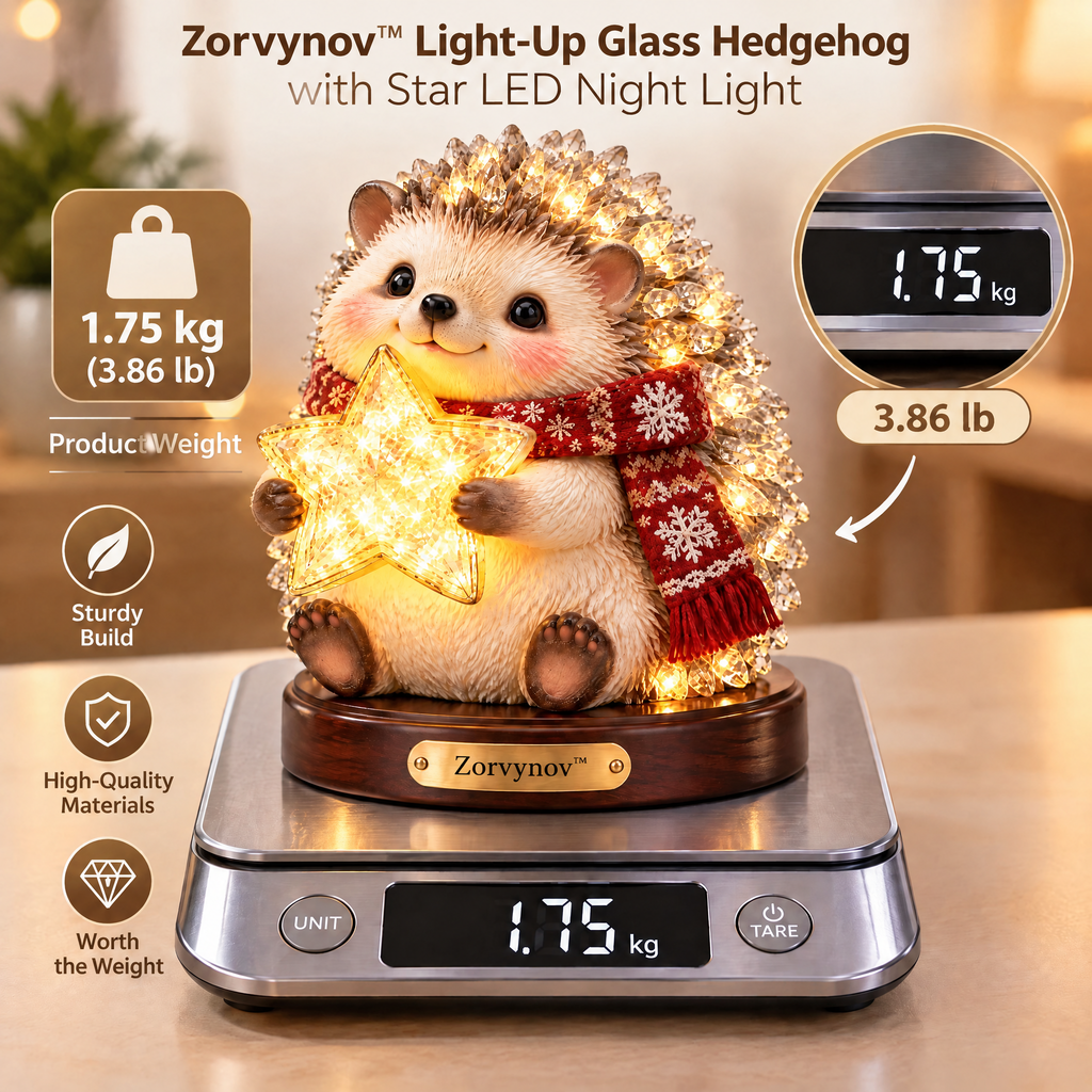 Zorvynov™ Light-Up Glass Hedgehog with Star LED Night Light
