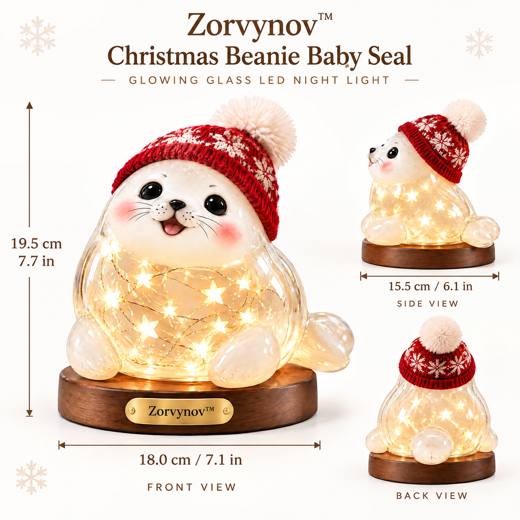 Zorvynov™ Light-Up Glass Christmas Baby Seal LED Night Light