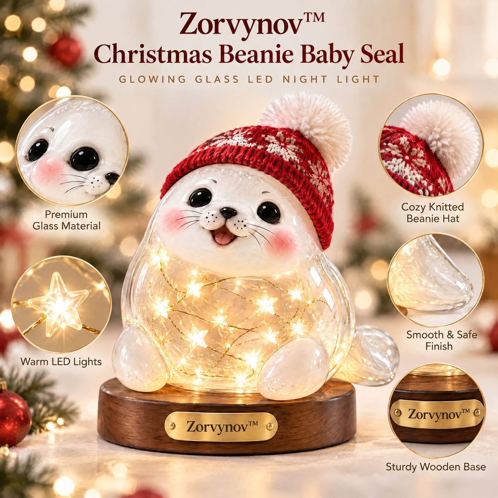 Zorvynov™ Light-Up Glass Christmas Baby Seal LED Night Light