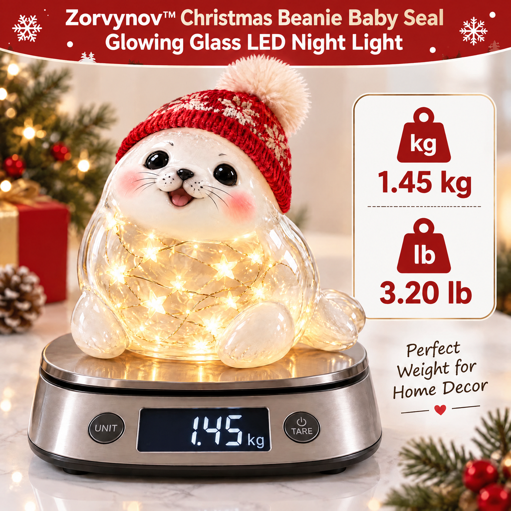 Zorvynov™ Light-Up Glass Christmas Baby Seal LED Night Light